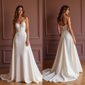 Mermaid Bridal Gown with Illusion Sleeves for a Romantic Touch backless mesh New Satin