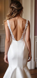 Mermaid Wedding Dress for Outdoor, Summer, and Warm-Weather Weddings backless embroidery New Satin