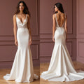 Mermaid Wedding Dress for Luxury Brides Who Love High-End Design backless embroidery New Satin