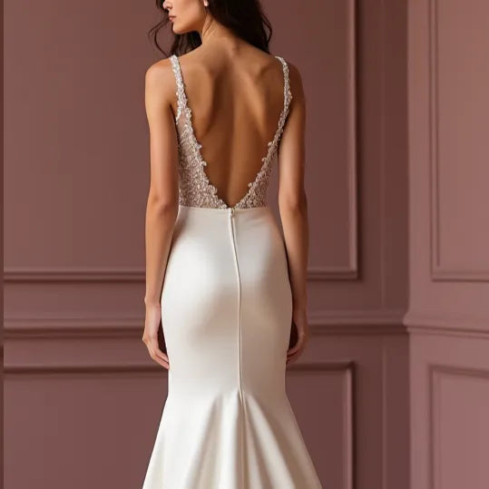 Mermaid Wedding Dress for Luxury Brides Who Love High-End Design backless embroidery New Satin