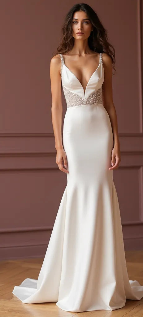 Mermaid Wedding Dress for Luxury Brides Who Love High-End Design backless embroidery New Satin