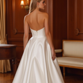 A-Line White Wedding Dress for Plus Size Brides with a Perfect Fit backless New Satin split white