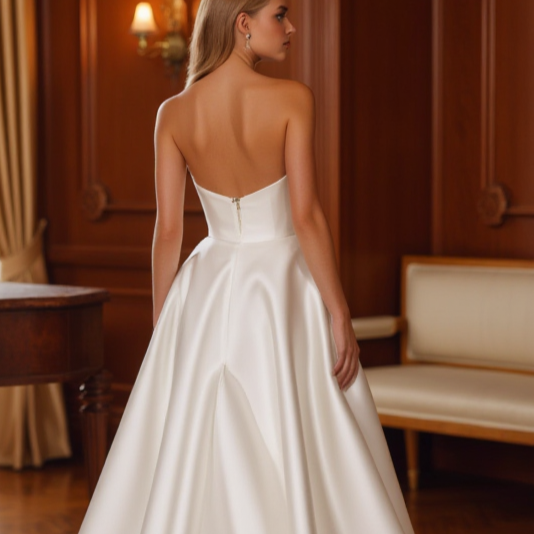 A-Line White Wedding Dress for Plus Size Brides with a Perfect Fit backless New Satin split white