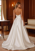 A-Line White Wedding Dress for Plus Size Brides with a Perfect Fit backless New Satin split white