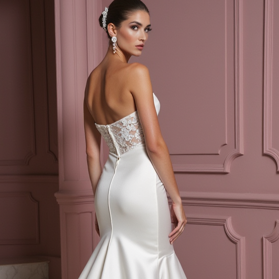 Mermaid Trumpet Wedding Dress with a Show-Stopping Train backless New Satin