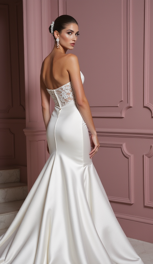 Mermaid Trumpet Wedding Dress with a Show-Stopping Train backless New Satin
