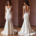 Mermaid Bridal Gown for Intimate Weddings, Reception, and Celebrations backless embroidery New Satin