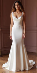 Mermaid Bridal Gown for Intimate Weddings, Reception, and Celebrations backless embroidery New Satin