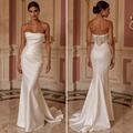 Fitted Wedding Dress with a Sleek Mermaid Silhouette backless mesh New Satin