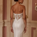 Fitted Wedding Dress with a Sleek Mermaid Silhouette backless mesh New Satin