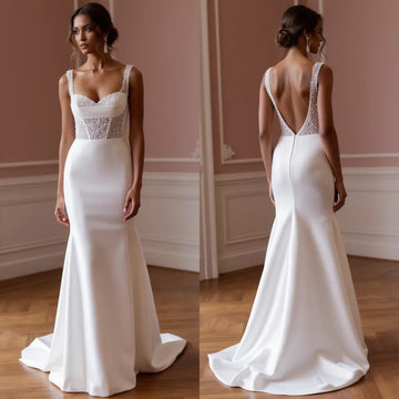 Mermaid Bridal Gown for Elegant Brides Who Love a Timeless Silhouette backless embroidery New Satin