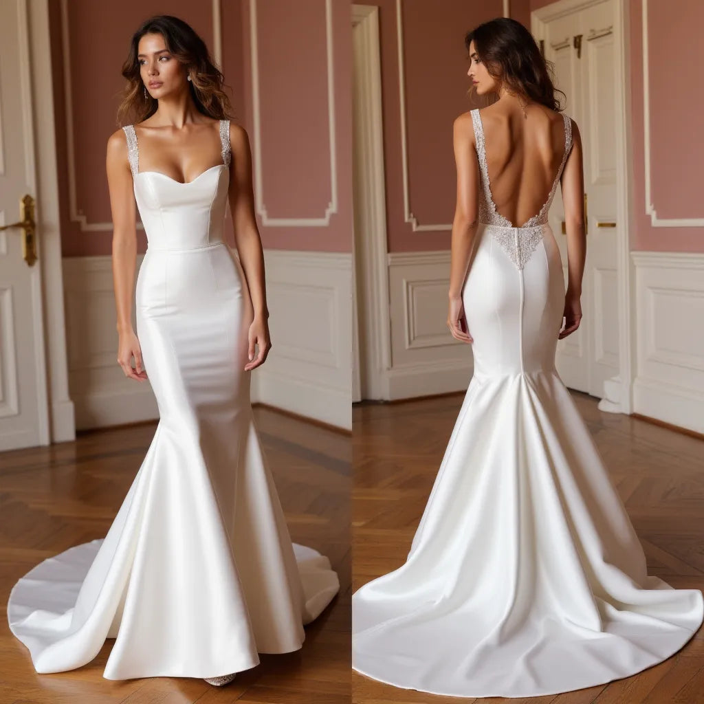 Mermaid Bridal Gown with a Luxe Touch for Sophisticated Brides backless New Satin
