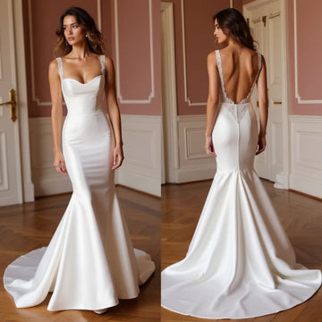 Mermaid Bridal Gown with a Luxe Touch for Sophisticated Brides backless New Satin