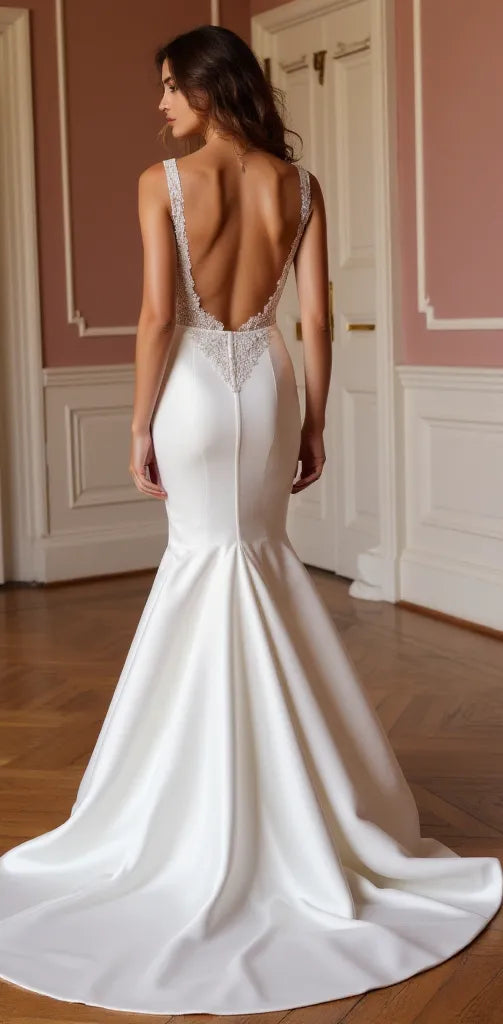 Mermaid Bridal Gown with a Luxe Touch for Sophisticated Brides backless New Satin