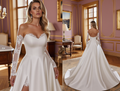 Classic White Princess Wedding Dress with a Full Skirt for a Royal Feel embroidery mesh New Satin white