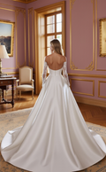 Classic White Princess Wedding Dress with a Full Skirt for a Royal Feel embroidery mesh New Satin white