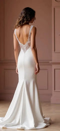 Mermaid Bridal Gown with a Classic Fit for Traditional Wedding Styles backless New Satin