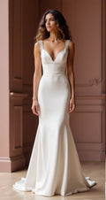 Mermaid Wedding Gown with a Show-Stopping Design for Fashionable Brides backless New Satin