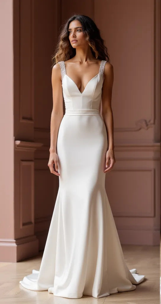 Mermaid Wedding Gown with a Show-Stopping Design for Fashionable Brides backless New Satin