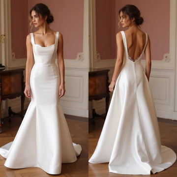 Mermaid Wedding Gown with a Sexy Fit for Brides Who Want to Stand Out backless New Satin