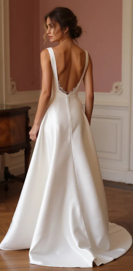 Mermaid Wedding Gown with a Sexy Fit for Brides Who Want to Stand Out backless New Satin