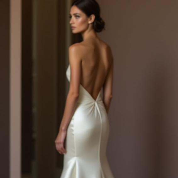 Elegant Mermaid Wedding Dress for Brides Who Love a Modern Look backless mesh New Satin