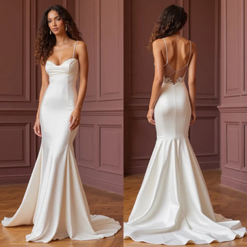 Mermaid Wedding Gown for Curvy Brides Who Want a Flattering Fit backless New Satin silk