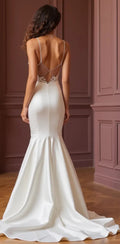 Mermaid Wedding Gown for Curvy Brides Who Want a Flattering Fit backless New Satin silk