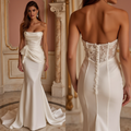 Mermaid Wedding Dress with a Vintage-Inspired Trumpet Skirt backless mesh New Satin