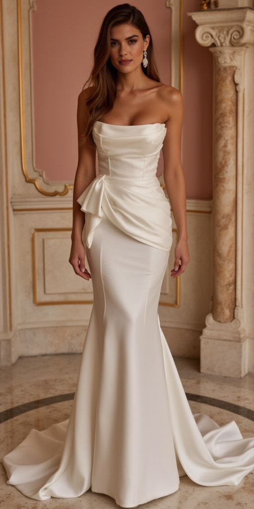 Mermaid Wedding Dress with a Vintage-Inspired Trumpet Skirt backless mesh New Satin