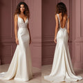 Mermaid Bridal Dress with a Sexy and Romantic Fit for Confident Brides backless mesh New Satin silk