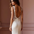 Mermaid Bridal Dress for Beach, Destination, and Outdoor Weddings backless mesh New Satin silk