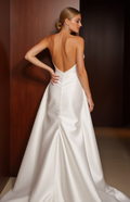 Soft A-Line White Wedding Gown with a Chiffon Overlay for a Light Feel backless New Satin white
