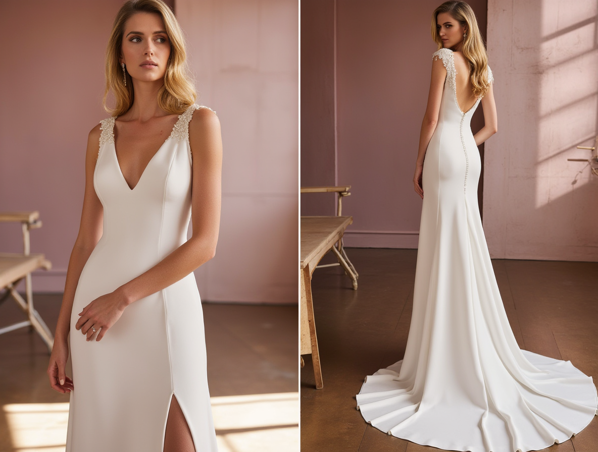 Elegant A-Line White Wedding Dress with a Bateau Neckline for a Graceful Look backless New Satin white