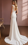 Elegant A-Line White Wedding Dress with a Bateau Neckline for a Graceful Look backless New Satin white