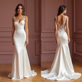 Mermaid Fit-and-Flare Wedding Dress with a Sleek and Chic Fit backless mesh New Satin silk