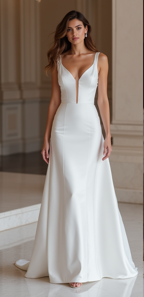 Bold White A-Line Wedding Dress with Illusion Lace and Elegant Beadwor