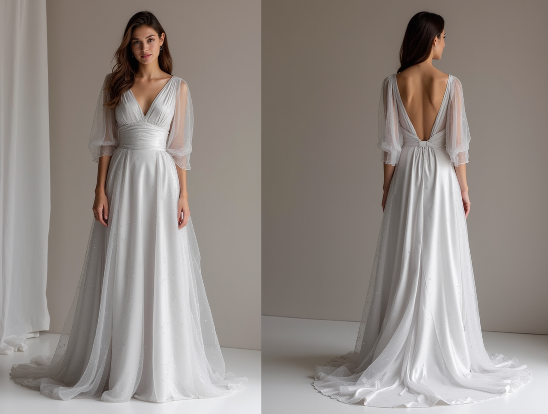 Classic Grey Evening Dress & Prom Dress with Bold Train for Maximum Drama grey mesh New Satin