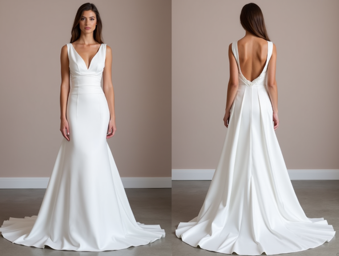 Stunning White Mermaid Wedding Dress with a Lace Bodice and Fitted Skirt backless New Satin white
