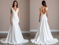 Stunning White Mermaid Wedding Dress with a Lace Bodice and Fitted Skirt backless New Satin white