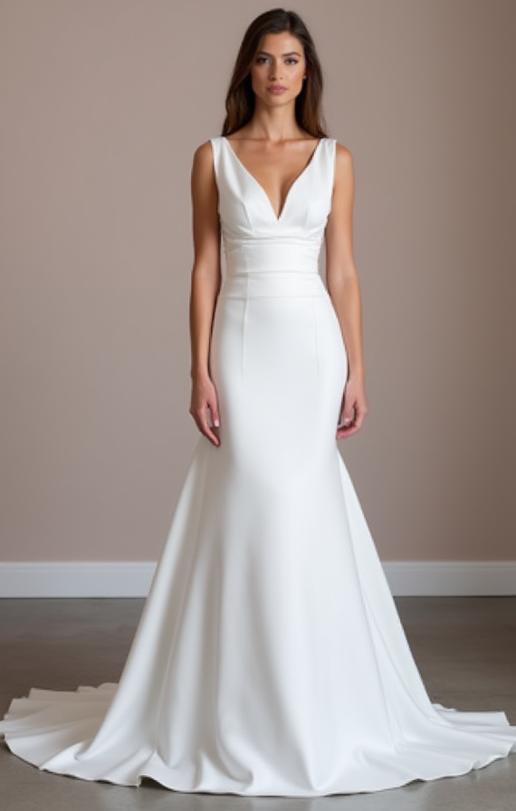Stunning White Mermaid Wedding Dress with a Lace Bodice and Fitted Skirt backless New Satin white