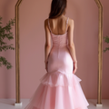 Fashion-Forward Pink Evening Dress & Prom Dress with Geometric Sequin Patterns mesh New pink Satin