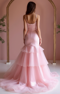 Fashion-Forward Pink Evening Dress & Prom Dress with Geometric Sequin Patterns mesh New pink Satin