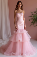 Fashion-Forward Pink Evening Dress & Prom Dress with Geometric Sequin Patterns mesh New pink Satin