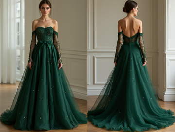 Sleek Green Evening Dress & Prom Dress with Subtle Sparkle for a Chic Look green mesh New Satin