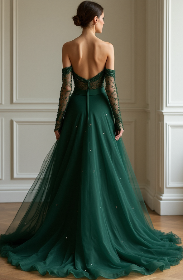 Sleek Green Evening Dress & Prom Dress with Subtle Sparkle for a Chic Look green mesh New Satin