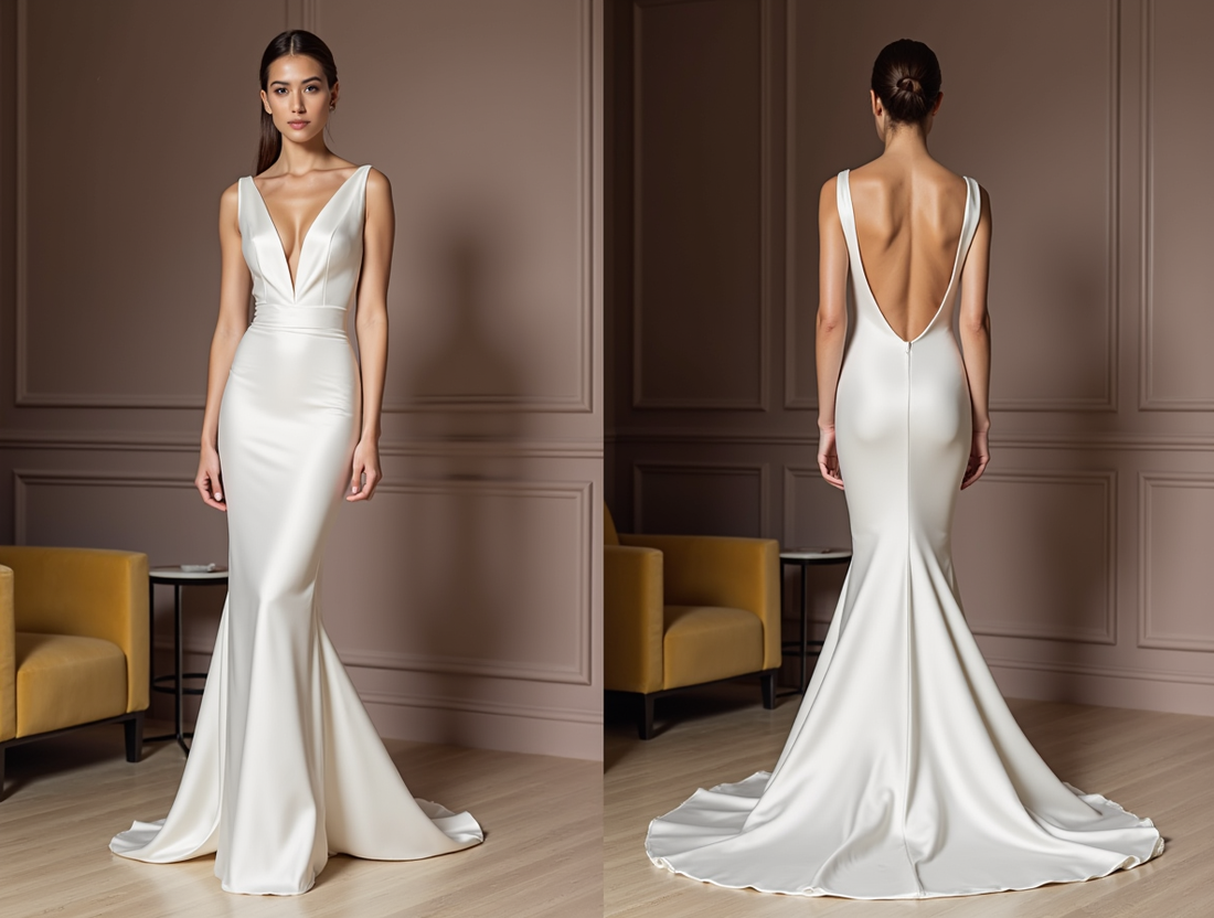 Glamorous White Mermaid Wedding Dress with a Satin Skirt for a Luxe Look backless New Satin white