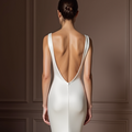 Glamorous White Mermaid Wedding Dress with a Satin Skirt for a Luxe Look backless New Satin white