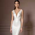 Glamorous White Mermaid Wedding Dress with a Satin Skirt for a Luxe Look backless New Satin white