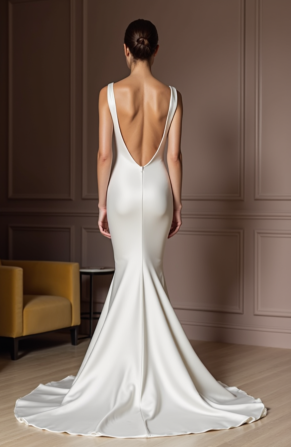 Glamorous White Mermaid Wedding Dress with a Satin Skirt for a Luxe Look backless New Satin white